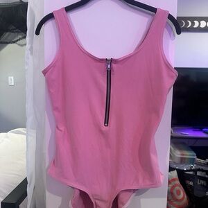Blackmilk Pink Bodysuit with Zipper